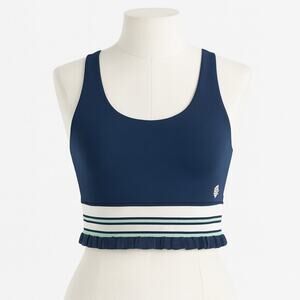 Free People Movement Time Out Low Scoop Tank Navy Ruffle Trip Size Large NEW